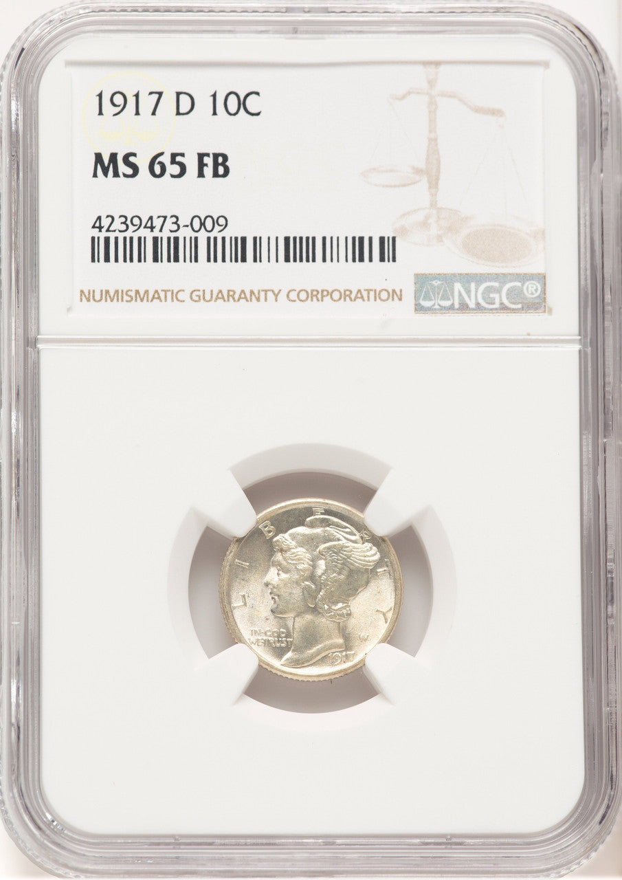 1917-D 10C FB Mercury Dime NGC MS65 (779691004)