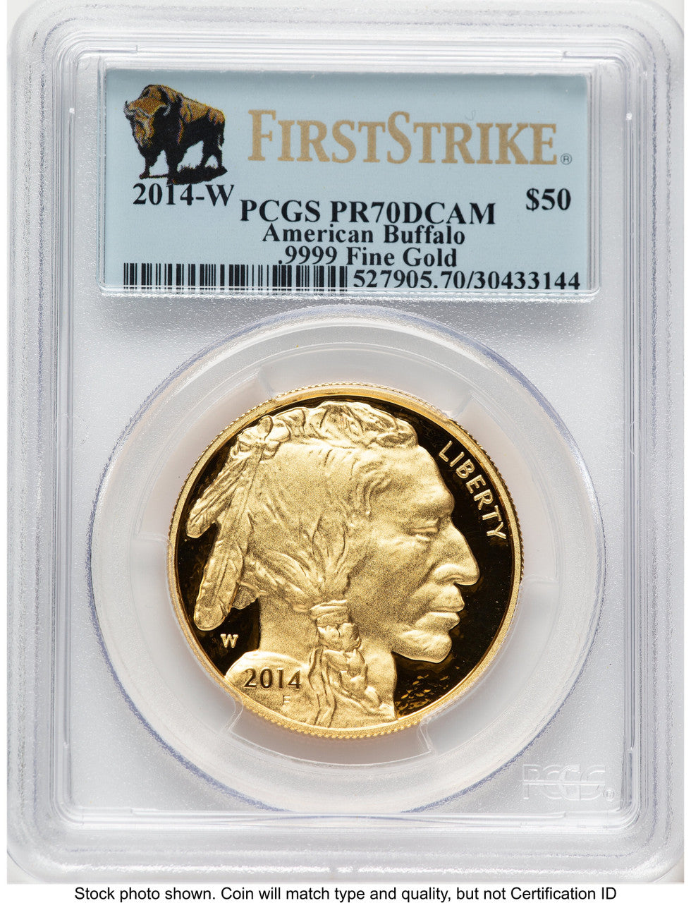 2014-W Proof Gold Buffalo 1 oz FS Bison Label PCGS PR70