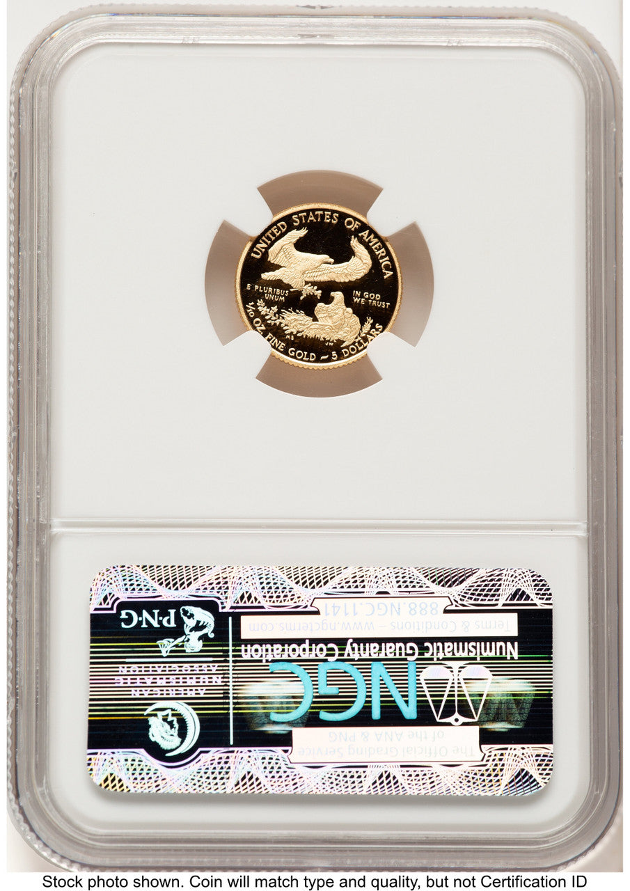 2010-W Proof Gold Eagle 1/10 oz ER Blue NGC PF70