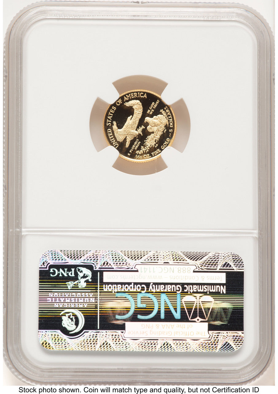 2014-W Proof Gold Eagle 1/10 oz ER Blue NGC PF70