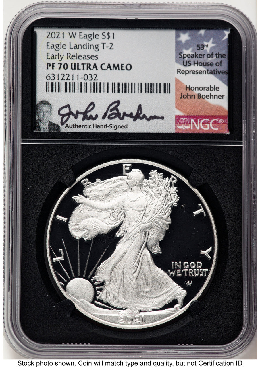 2021-W TY2 Proof Silver Eagle 1 oz ER John Boehner NGC PF70