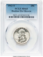 1943-S 25C FS-101 Washington Quarter PCGS MS65