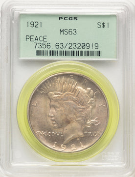 1921 Peace Dollar PCGS MS63 (779780002)