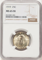 1919 25C FH Standing Liberty Quarter NGC MS65