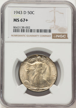 1943-D 50C Walking Liberty Half Dollar NGC MS67+