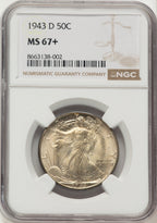 1943-D 50C Walking Liberty Half Dollar NGC MS67+