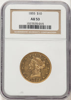 1855 $10 Liberty Eagle NGC AU53