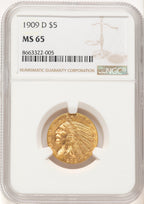 1909-D $5 Indian Half Eagle NGC MS65 (779797042)