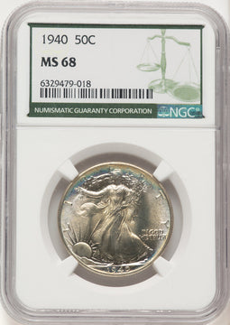 1940 50C Walking Liberty Half Dollar NGC MS68