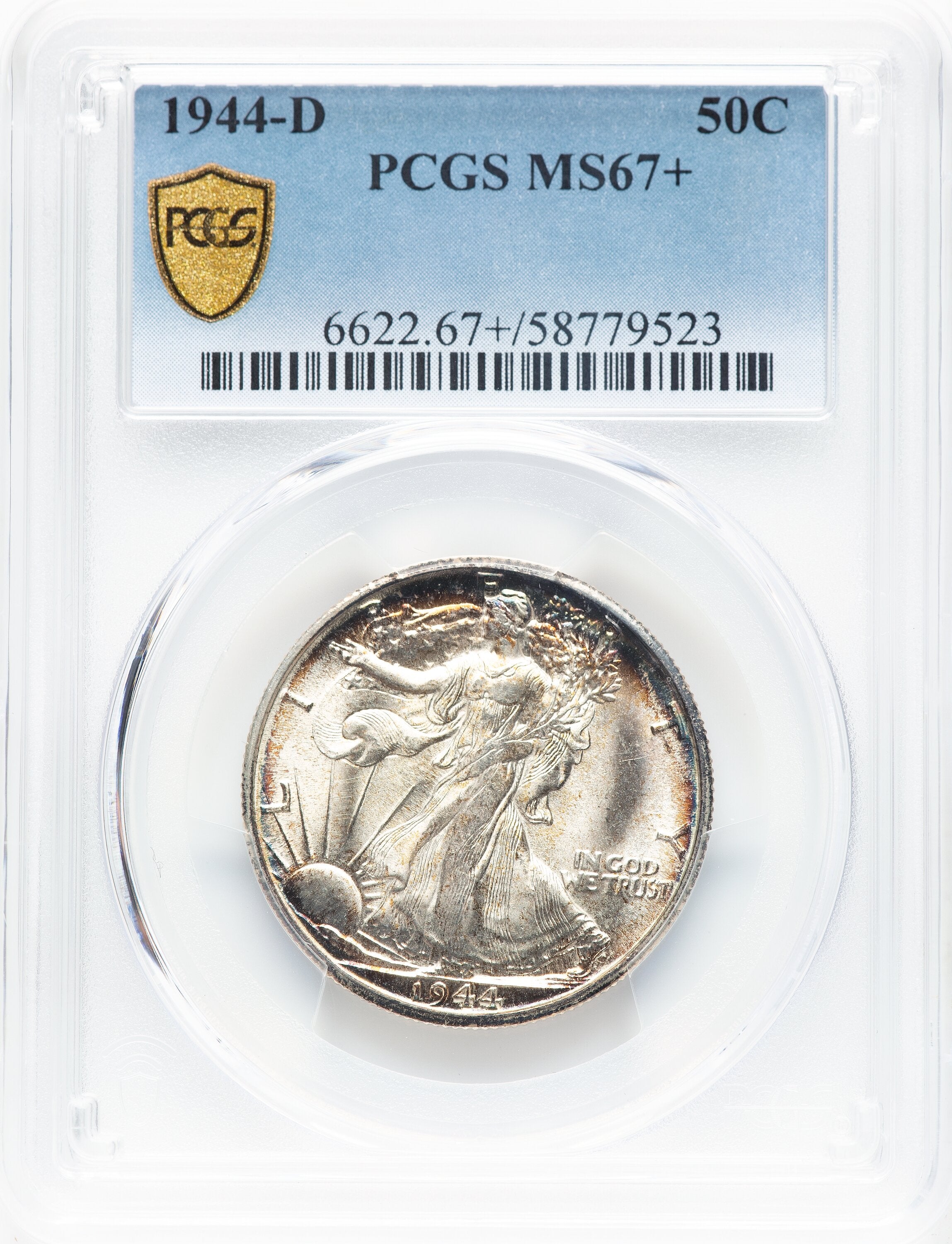 1944-D 50C Walking Liberty Half Dollar PCGS MS67+