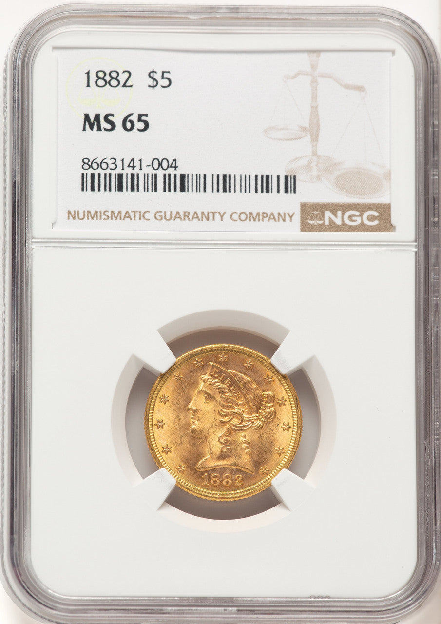 1882 $5 Liberty Half Eagle NGC MS65 (779869009)