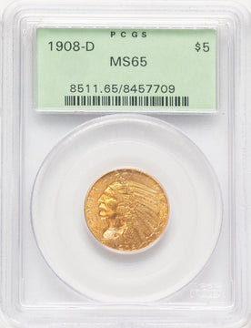 1908-D $5 Indian Half Eagle PCGS MS65 (779951013)