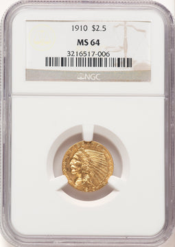 1910 $2.50 Indian Quarter Eagle NGC MS64 (779951017)