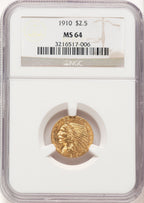 1910 $2.50 Indian Quarter Eagle NGC MS64 (779951017)