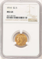 1914 $2.50 Brown Label Indian Quarter Eagle NGC MS64