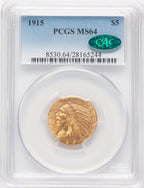 1915 $5 CAC Blue Gradient Indian Half Eagle PCGS MS64