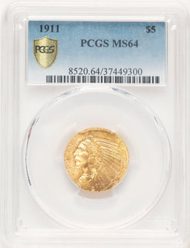 1911 $5 Blue Gradient Indian Half Eagle PCGS MS64