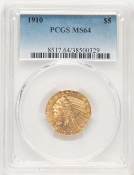1910 $5 Blue Gradient Indian Half Eagle PCGS MS64