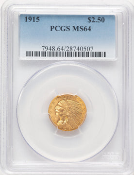 1915 $2.50 Blue Gradient Indian Quarter Eagle PCGS MS64
