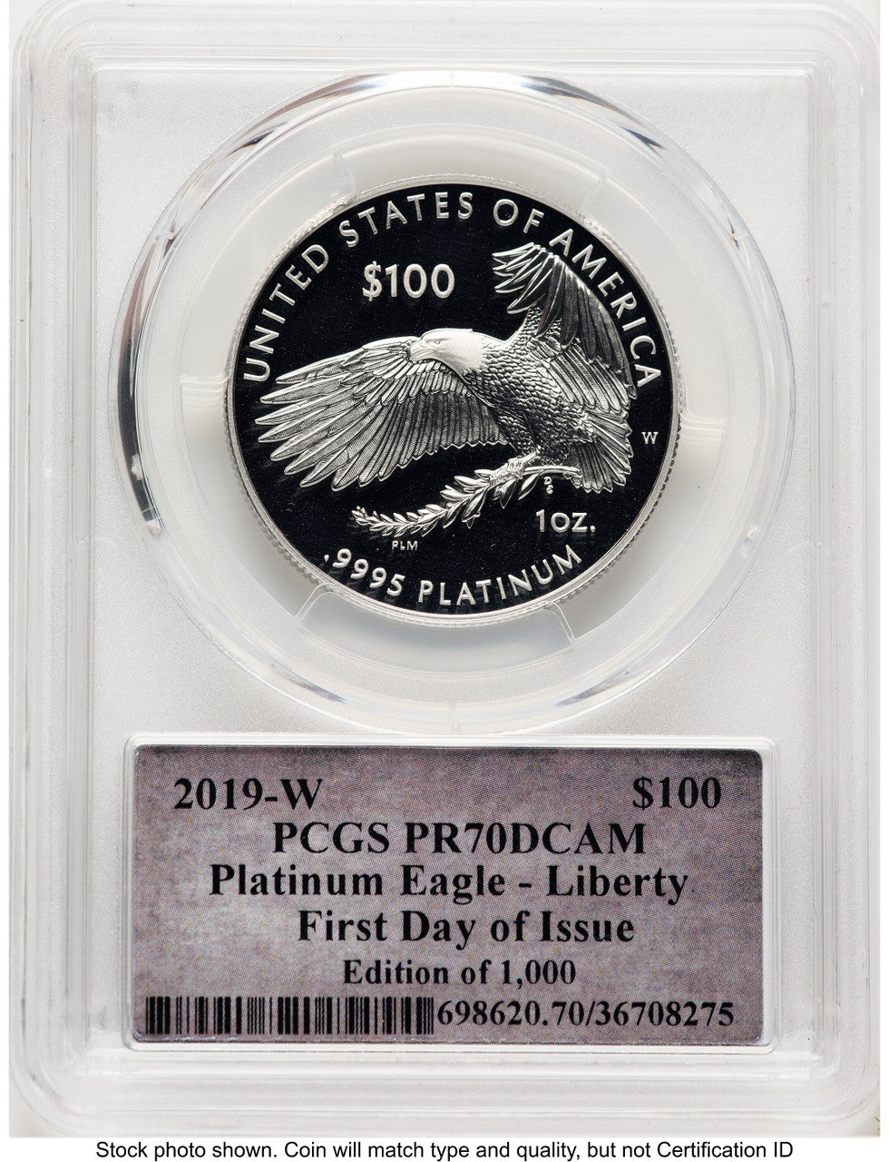 2019-W Proof Platinum Eagle 1 oz FDI Thomas Cleveland Bell PCGS PR70