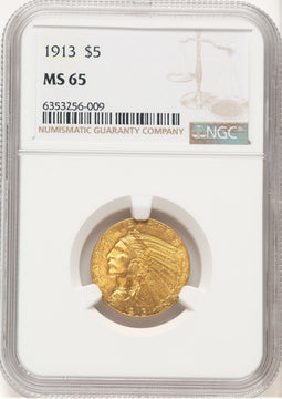 1913 $5 Indian Half Eagle NGC MS65 (780000008)