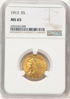1913 $5 Indian Half Eagle NGC MS65 (780000008)