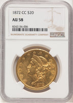 1872-CC $20 Liberty Double Eagle NGC AU58 (780000013)