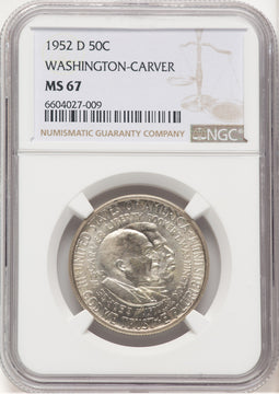 1952-D 50C Washington-Carver Commemorative Silver NGC MS67 (780000023)