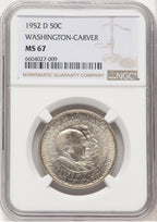 1952-D 50C Washington-Carver Commemorative Silver NGC MS67 (780000023)