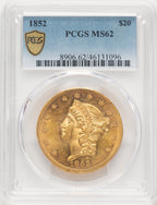 1852 $20 Liberty Double Eagle PCGS MS62