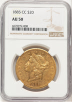 1885-CC $20 Liberty Double Eagle NGC AU50