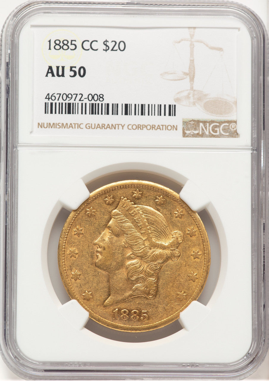 1885-CC $20 Liberty Double Eagle NGC AU50