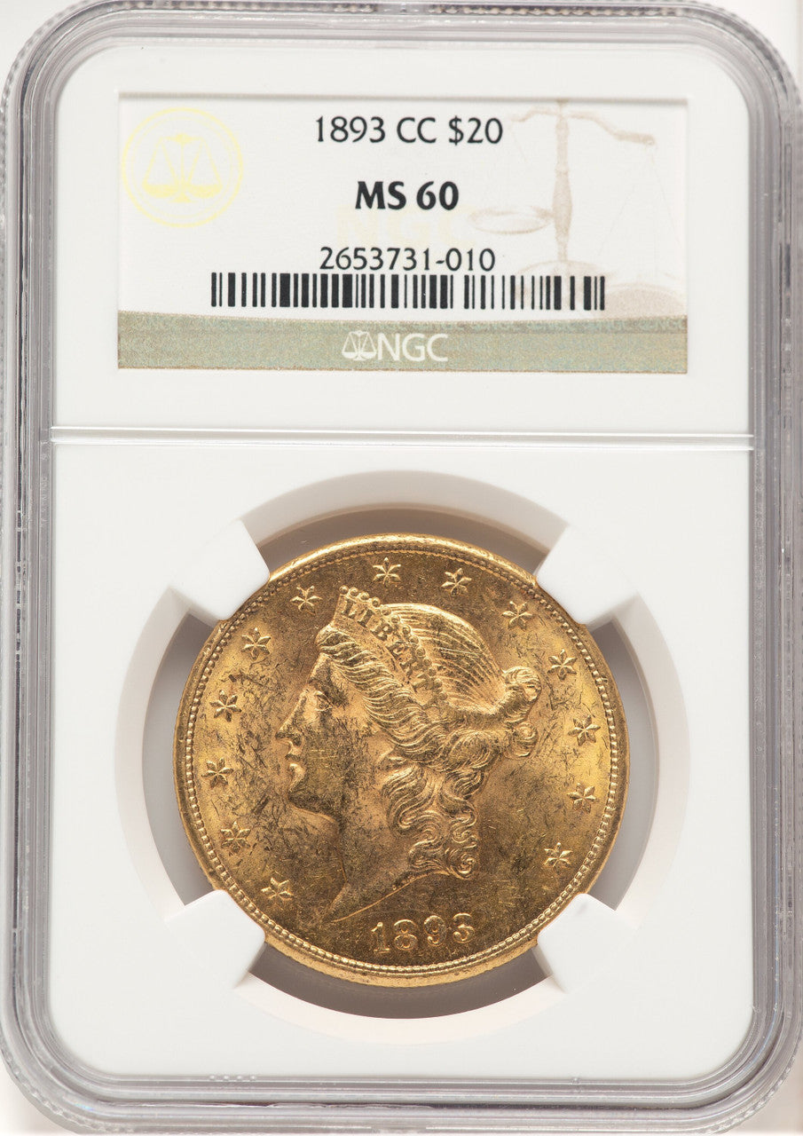 1893-CC $20 Liberty Double Eagle NGC MS60