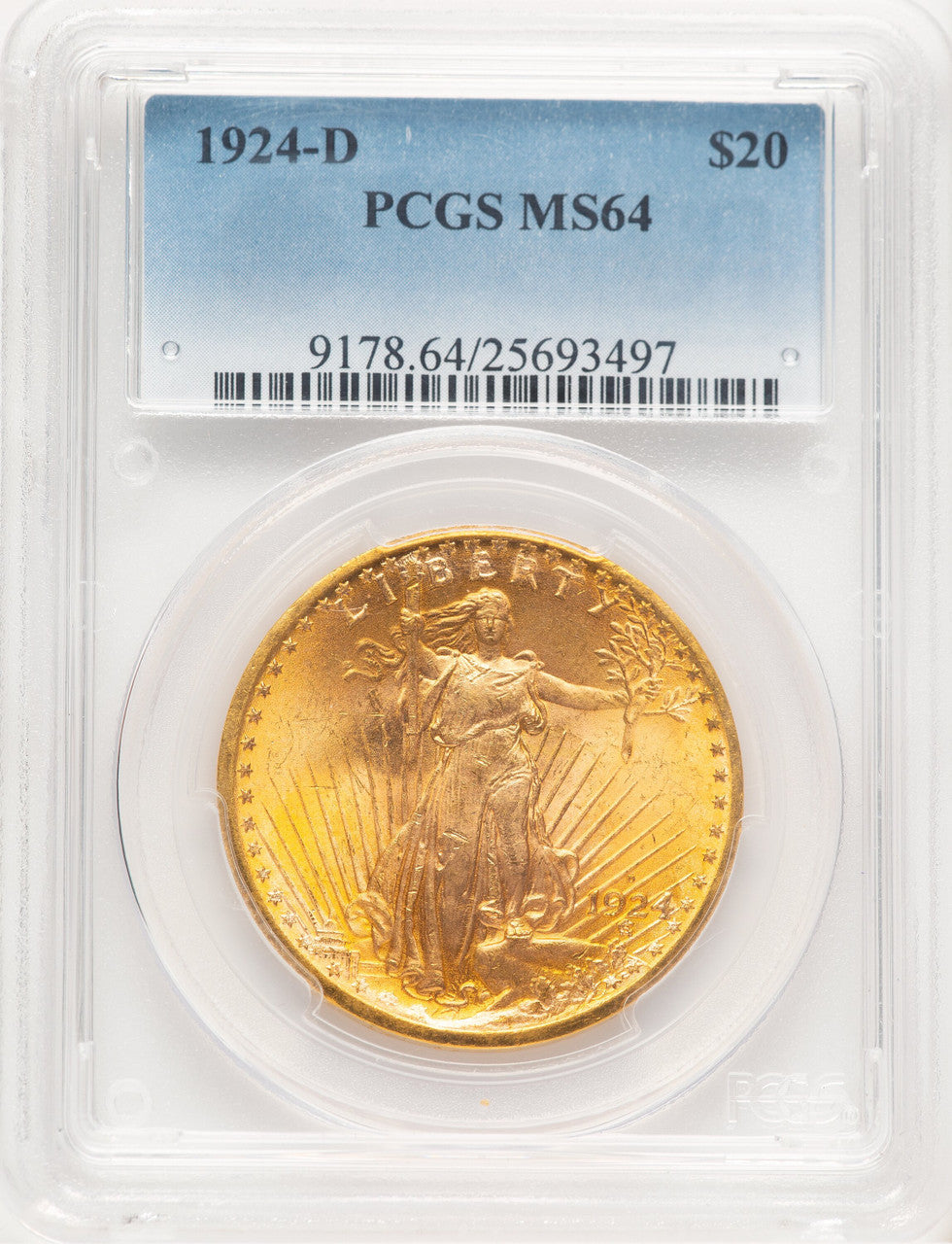 1924-D $20 Saint-Gaudens Double Eagle PCGS MS64