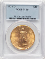1924-D $20 Saint-Gaudens Double Eagle PCGS MS64 (780003021)