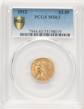 1912 $2.50 Indian Quarter Eagle PCGS MS63 (780003044)