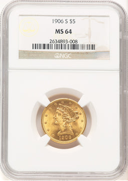 1906-S $5 Liberty Half Eagle NGC MS64