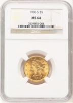 1906-S $5 Liberty Half Eagle NGC MS64