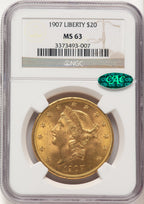 1907 $20 Liberty CAC Liberty Double Eagle NGC MS63