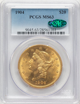 1904 $20 Liberty CAC Liberty Double Eagle PCGS MS63