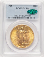 1926 $20 CAC Saint-Gaudens Double Eagle PCGS MS64