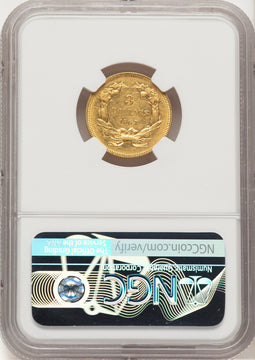 1863 $3 Three Dollar Gold Pieces NGC AU58 (780016001)