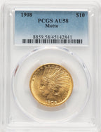 1908 $10 MOTTO Indian Eagle PCGS AU58