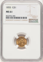 1855 G$1 Type Two Gold Dollar NGC MS61 (780078004)