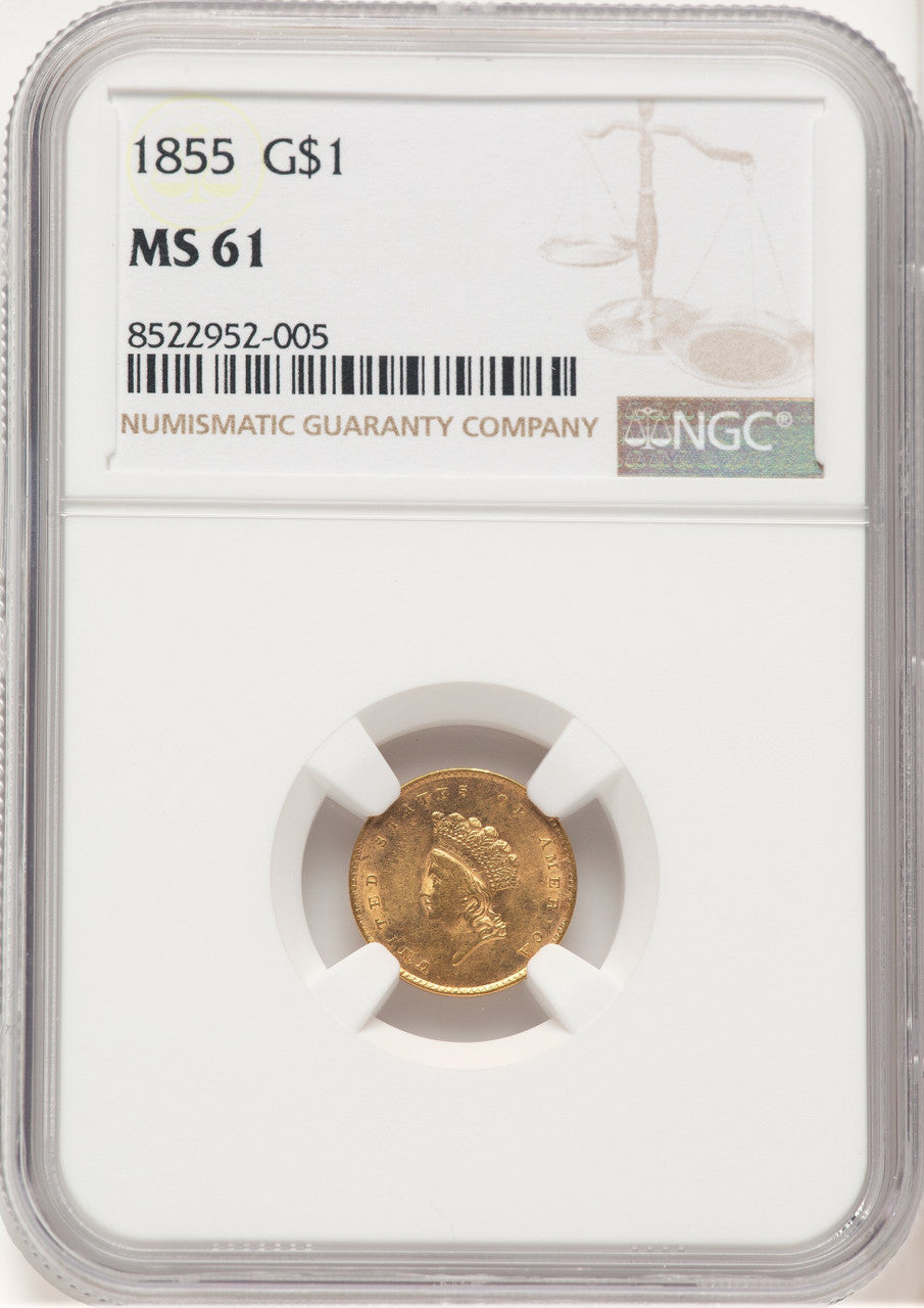 1855 G$1 Type Two Gold Dollar NGC MS61 (780078004)