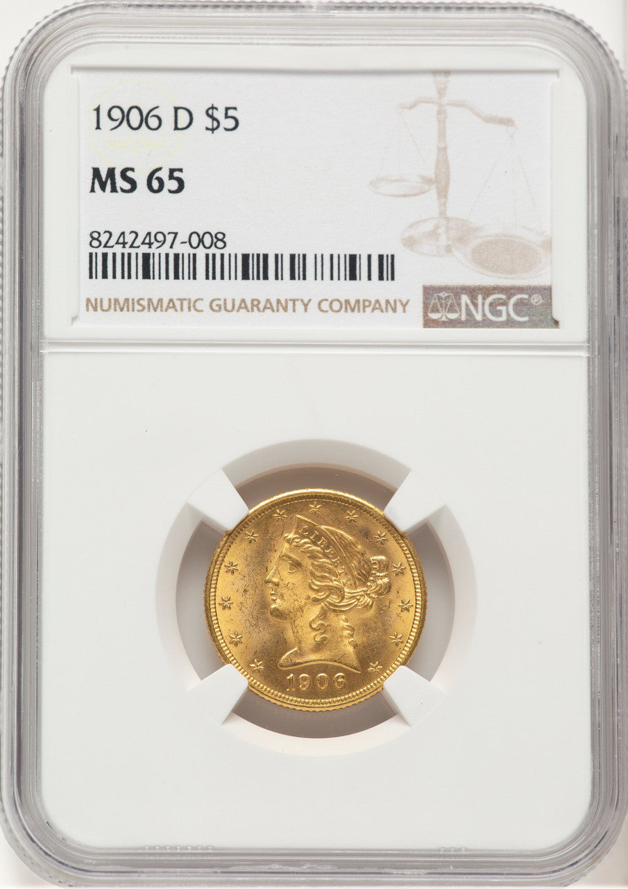 1906-D $5 Liberty Half Eagle NGC MS65 (780078064)