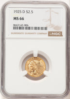 1925-D $2.50 Indian Quarter Eagle NGC MS66 (780150004)