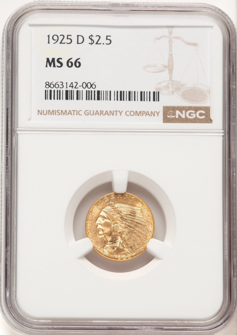 1925-D $2.50 Indian Quarter Eagle NGC MS66 (780150004)