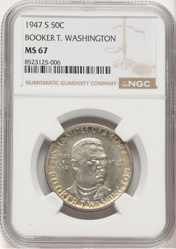 1947-S 50C Booker T. Washington Commemorative Silver NGC MS67 (780152005)