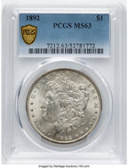 1892 Morgan Dollar PCGS MS63 (780153006)
